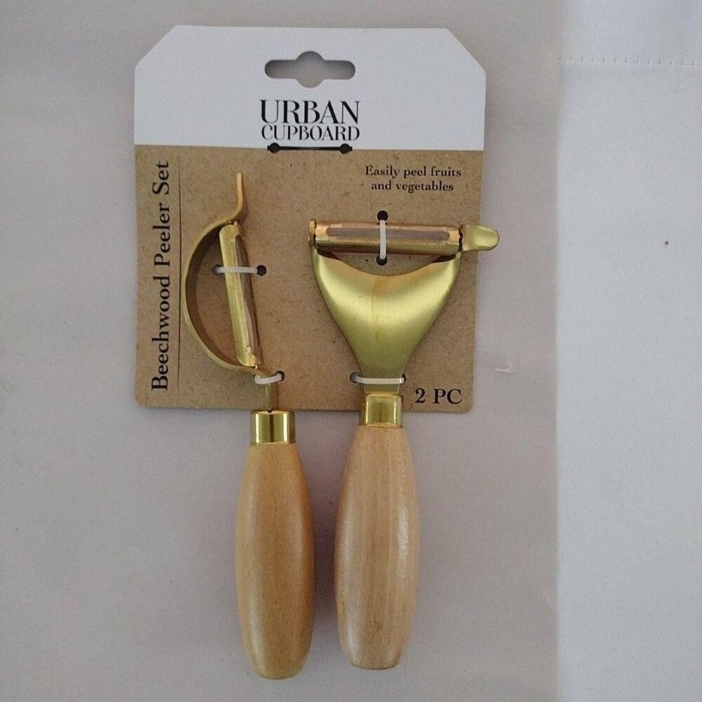 Urban Cupboard Beechwood Vegetable Peelers Set Of 2 Wood Brown Kitchen Tool